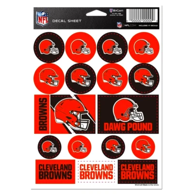 WINCRAFT Cleveland Browns NFL Vinyl Die-Cut Sticker Set / Decal Sheet *Free Shipping