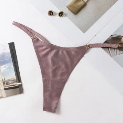 Lote com 1/5 calcinhas femininas sexy cetim sedoso fio dental biquíni roupa íntima - Imagem 1 de 4