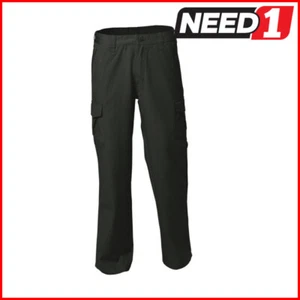 3 x WS WORKWEAR Men's Midweight Canvas Cargo Work Pants | Green - Picture 1 of 63
