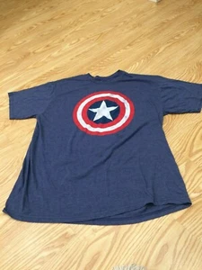 captain america logo t shirt dark blue marvel XL size vintage distressed logo - Picture 1 of 7
