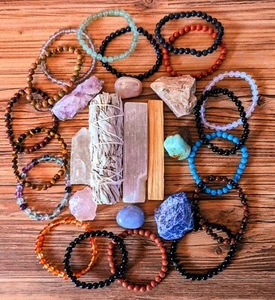 Crystal Bundle Healing Amethyst Rose Quartz Sodalite Moonstone Selenite Sage - Picture 1 of 19