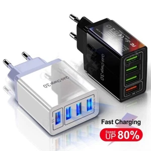 Wall Adapter 48W Quick Charge 4.0 4 Port USB Fast Charger Samsung Iphone Adapter - Picture 1 of 15