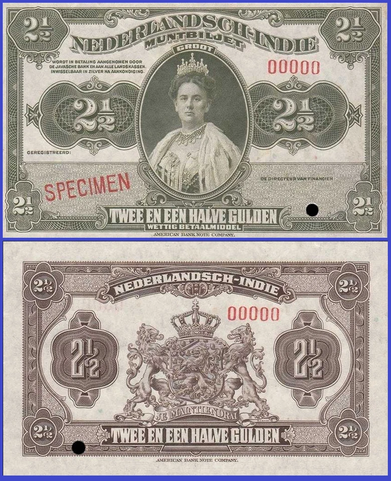NETHERLANDS INDIES  2.5  GULDEN 1920  /- Copy - Image 1 of 1