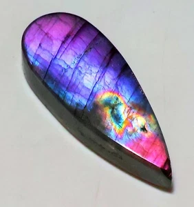 32 Ct 7X14X36 mm Natural purple Fire Labradorite Pear Cabochon Gemstone QC-124 - Picture 1 of 6