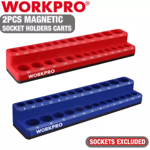 WORKPRO 1/4" Magnetic SAE Metric Socket Organizer Set Socket Cart Holder Set 2PC - Picture 1 of 12