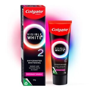 Colgate Visible White O2 Teeth Whitening Toothpaste 50gm Peppermint Sparkle Flav