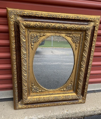Bombay Tortoise Spandrel Mirror 25” X 21” Gold Ornate Frame Cover