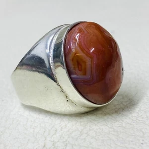 925 Sterling Silver Men's Ring Handmade Natural Yemeni red carnelian Agate stone - Picture 1 of 10
