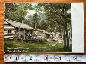 Antique Postcard A Maine Sporting Camp Unposted Made In Germany Glitter  - Picture 1 of 2