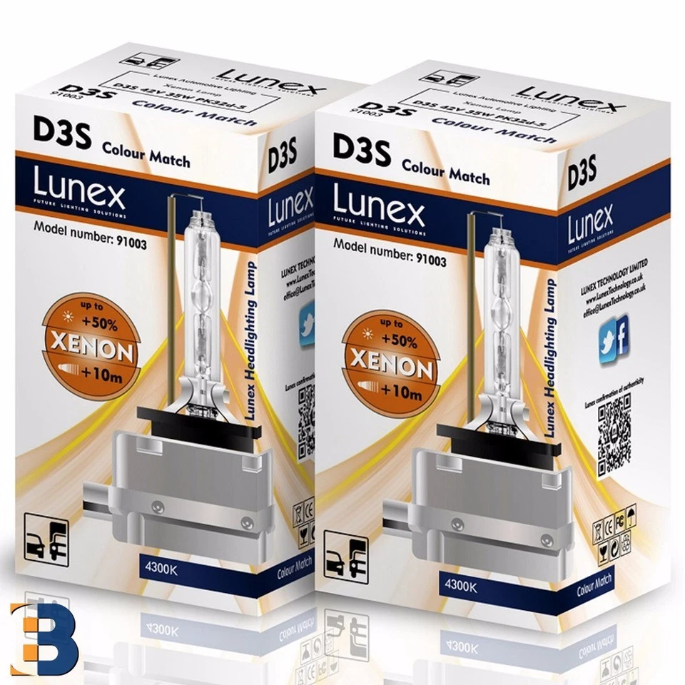 LUNEX 2 x D3S Genuine XENON BULBS Original 35W 4300K Colour Match +50% PK32d-5 - Image 1 of 1