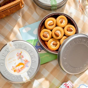 Cookie Candy Tins Decorative Round Tinplate Boxes Xmas Candy Packaging Jar - Picture 1 of 15