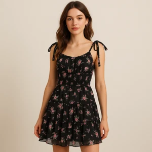 Trixxi Women's Black Floral Pattern Roses Size Medium Dress - Picture 1 of 9