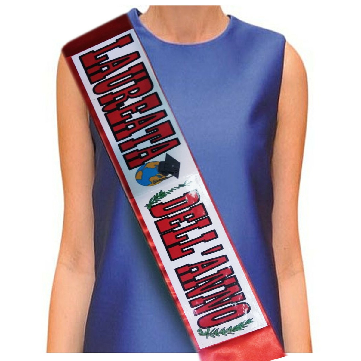 Cappello E Fascia Per Laurea - Accessorio Festa Per Neo Dottoressa, Rosso E Nero