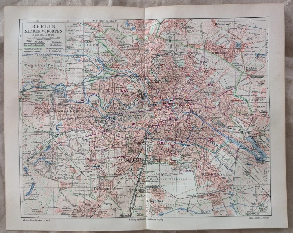1907 Map  BERLIN WITH THE SUBURBS.. Original antique print  - Image 1 of 1