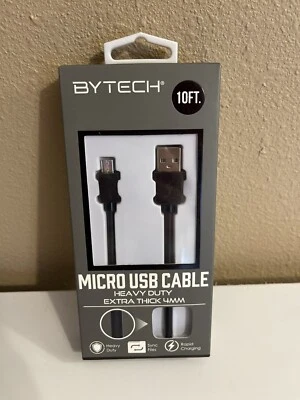 Micro USB Cable Black 10Ft NEW - Image 1 of 2