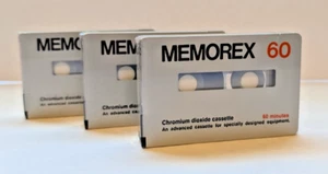 Neu aus altem Lagerbestand Menge 3 Vintage Memorex Chromdioxid 60 Minuten Kassetten VERSIEGELT 70er Jahre - Bild 1 von 7