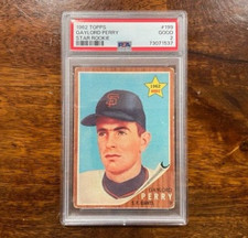 1962 Topps Gaylord Perry Star Rookie #199 PSA 2 Giants HOF 314 Career Wins