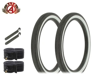 2 WHlTEWALL BlCYCLE ALTA SMOOTH TlRES W/ TUBES & LEVERS 20 X 2.125 SLlCK TREAD. - Picture 1 of 1