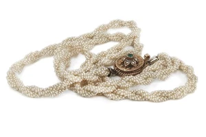 Antike Saat Perlenkette Smaragd Diamanten 750 Weißgold Gelbgold [BRORS 17173] - Bild 1 von 6