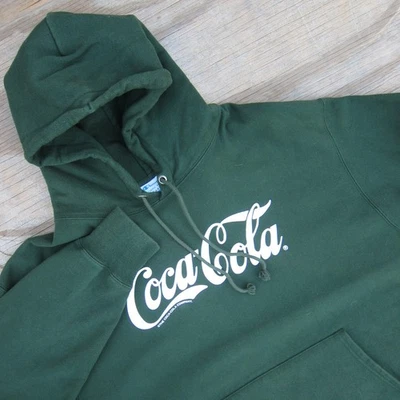 Moletom com capuz Champion X Coca Cola tecido reverso masculino 2XL verde pulôver - Imagem 1 de 4