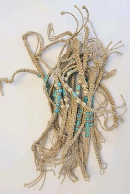 20 шт. богемные браслеты — ювелирные изделия с бирюзой и белыми бусинами из джутовой конопли - Изображение 1 из 4