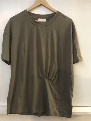 Blusa Top Alpha Studio Mujer Verde Manga Corta Detalle Reunido Talla 44 Foto 1 de 4