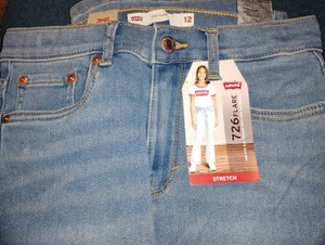 Levi's Girls 726 High Rise Flare Jeans Size 12 Light Wash - Picture 1 of 7