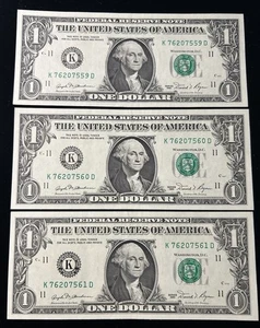 (3) (UNC) 1981 $1 Consecutive # Dallas Federal Reserve Notes-A117 - Picture 1 of 2