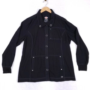 Dickies Work Shirt Jacket Utility Snap Front 2XL Black Industrial Tech Uniform - Picture 1 of 8
