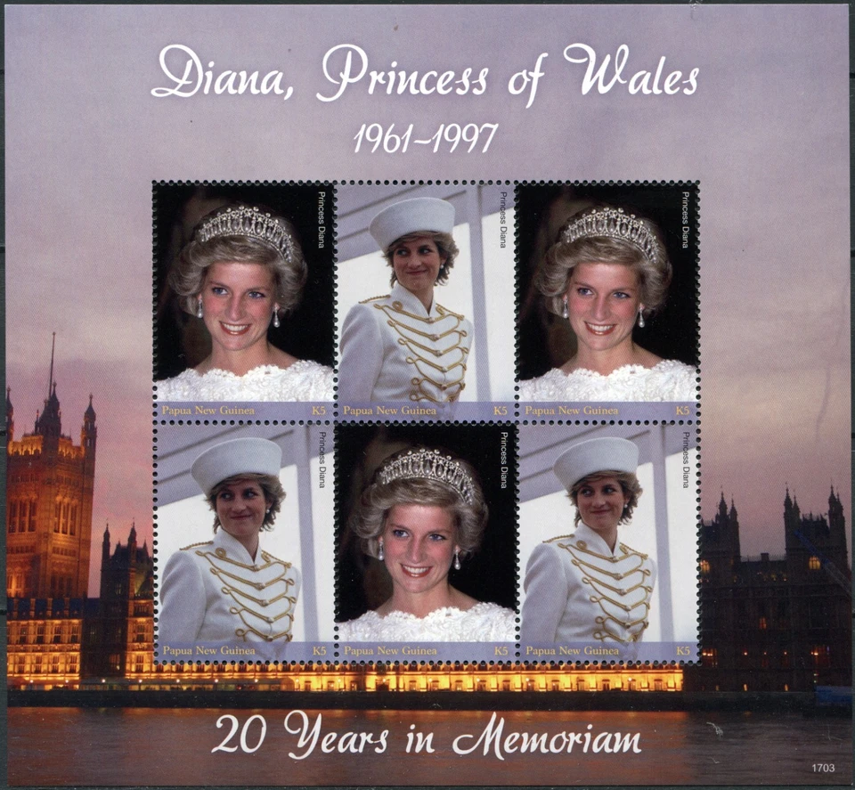 Papua New Guinea 2017. Diana - Princess of Wales 1961-1997 (MNH OG **) M/Sheet - Image 1 of 1