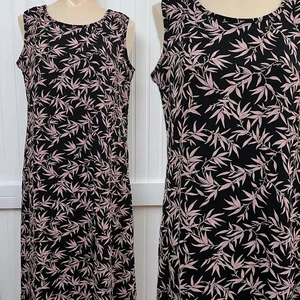 Samantha Taylor Pink Leaf Print Sleeveless Maxi Dress 10 Cottagecore Resort Vntg - Picture 1 of 8