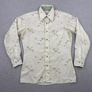 Vintage Arrow Doubler Shirt Mens 15 33 White 60s 70s Nature Birds Slim Button Up - Picture 1 of 14