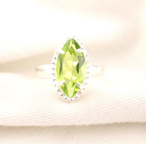 Elegant Peridot Gemstone 925 Sterling Silver Handmade Jewelry Ring All Size - Picture 1 of 5