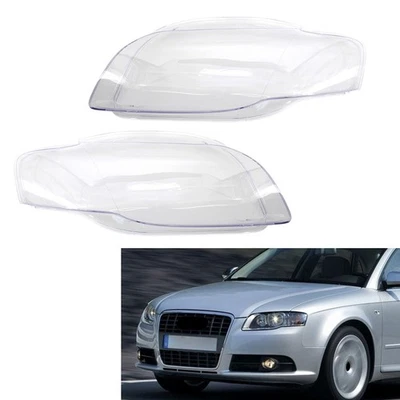 1 Pair Clear Headlight Lens Cover Headlamp Shell For Audi A4 B7 S4 2005-2008 Foto 1 de 4