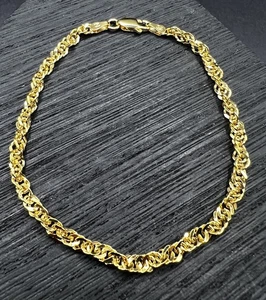 Brazalete de cadena de cuerda con corte de diamante de plata esterlina Milor NUEVO 7,5" - Imagen 1 de 4
