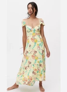 Urban Outfitters Damen Kleid gelb Muscheln Meer Blumenmuster Größe M - Bild 1 von 5
