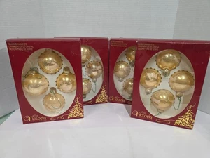 Vintage Rauch Weihnachtskugeln Gold Rentier Victoria Collection im Originalkarton - Bild 1 von 6