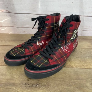 Polo Ralph Lauren Solomon Tartan rot kariert High-Top Schuhe Größe 14D Sneaker - Bild 1 von 11