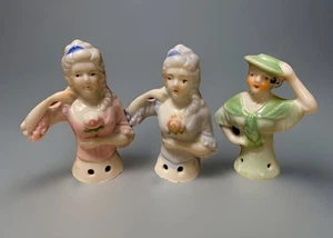 Menge 3 antike Japan Porzellan China 3" halbe Puppen - Nadelkissen - Bild 1 von 15