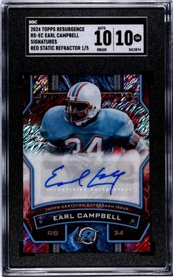 2024 Topps Resurgence Earl Campbell Autograph Red Static /5 SGC 10 Oilers - Image 1 of 2