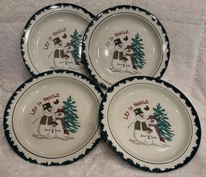 Vintage 1998 Atico Let It Snow-Snowmen/Christmas 10" Dinner Set Of 4 Plates - Picture 1 of 5