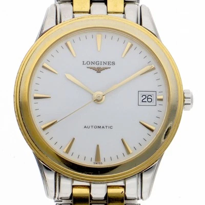 Reloj para hombre LONGINES Flagship L4.717.3 automático esfera blanca chapado en oro SS Foto 1 de 4