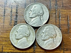 🇺🇸 Lot of 3 Jefferson Nickels 5c 1941 PDS - No Reserve! Combined Shipping! - Picture 1 of 3