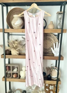 90’s Y2K Sarah Size 10 Girls Pink Silky Satin Floral Dress - Picture 1 of 5