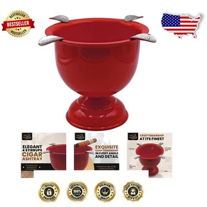 Modern 4.25-Inch Deep Round Ashtray with 4 Stirrup Holders - Durable Iron Design - Picture 1 of 9