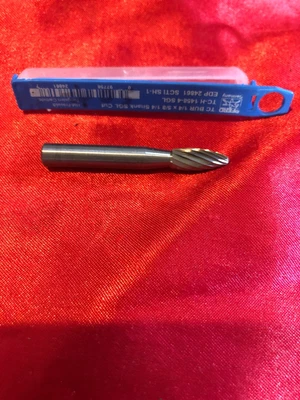 PFERD Carbide Bur 1/4 X 5/8 X 1/4 Shank Single Cut 24861 - Image 1 of 2
