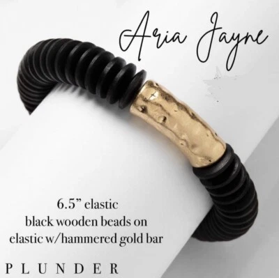 Plunder дизайн моды ювелирных изделий Aria Jayne черный бисер золотой манжеты браслет - Изображение 1 из 4