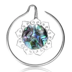 PAIR SILVER PLATED EARRINGS LOTUS FLOWER & SHELL HOOPS GAUGES PLUGS EAR WEIGHTS - Picture 1 of 4