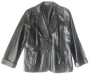 LEATHER JACKET LADIES XL BLACK - Picture 1 of 5