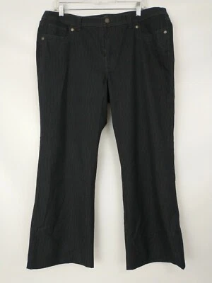 Pantalones Reba para mujer talla 16 negros a rayas con diseño cruzado bolsillos traseros Foto 1 de 4